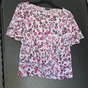 Ann Taylor Pink and Purple Floral Blouse